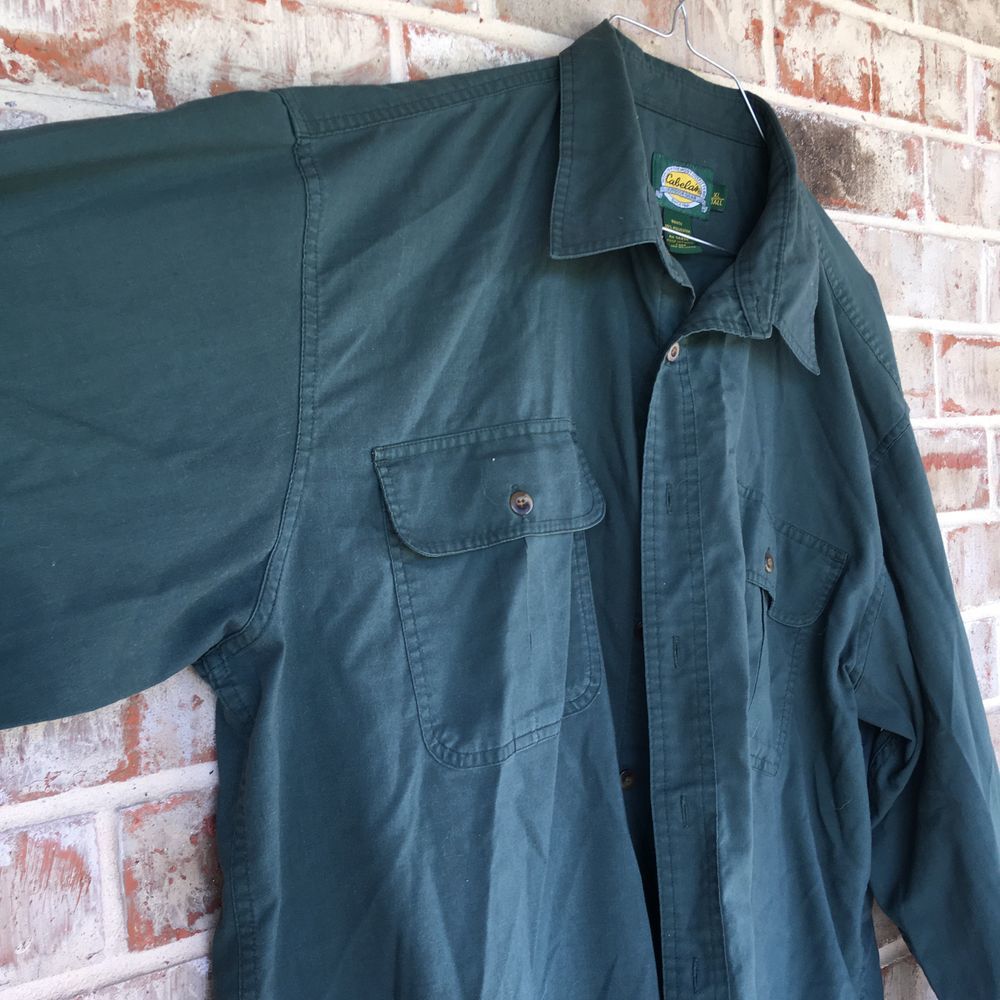 Cabela's Hunter Green Elbow Patch Button Down XLT - Picture 3 of 5
